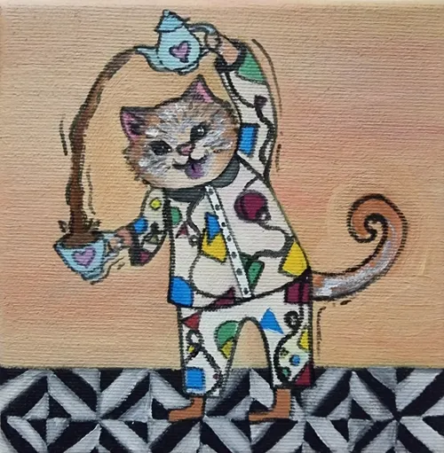 coffee cat painting