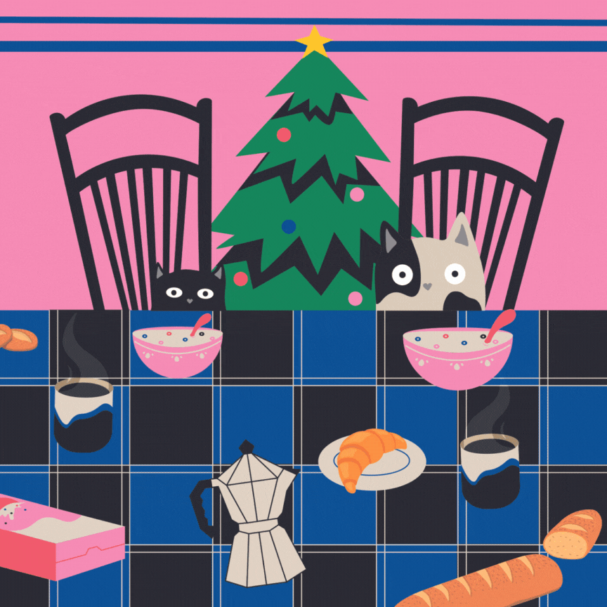 Christmas breakfast animated illustration by Bella
